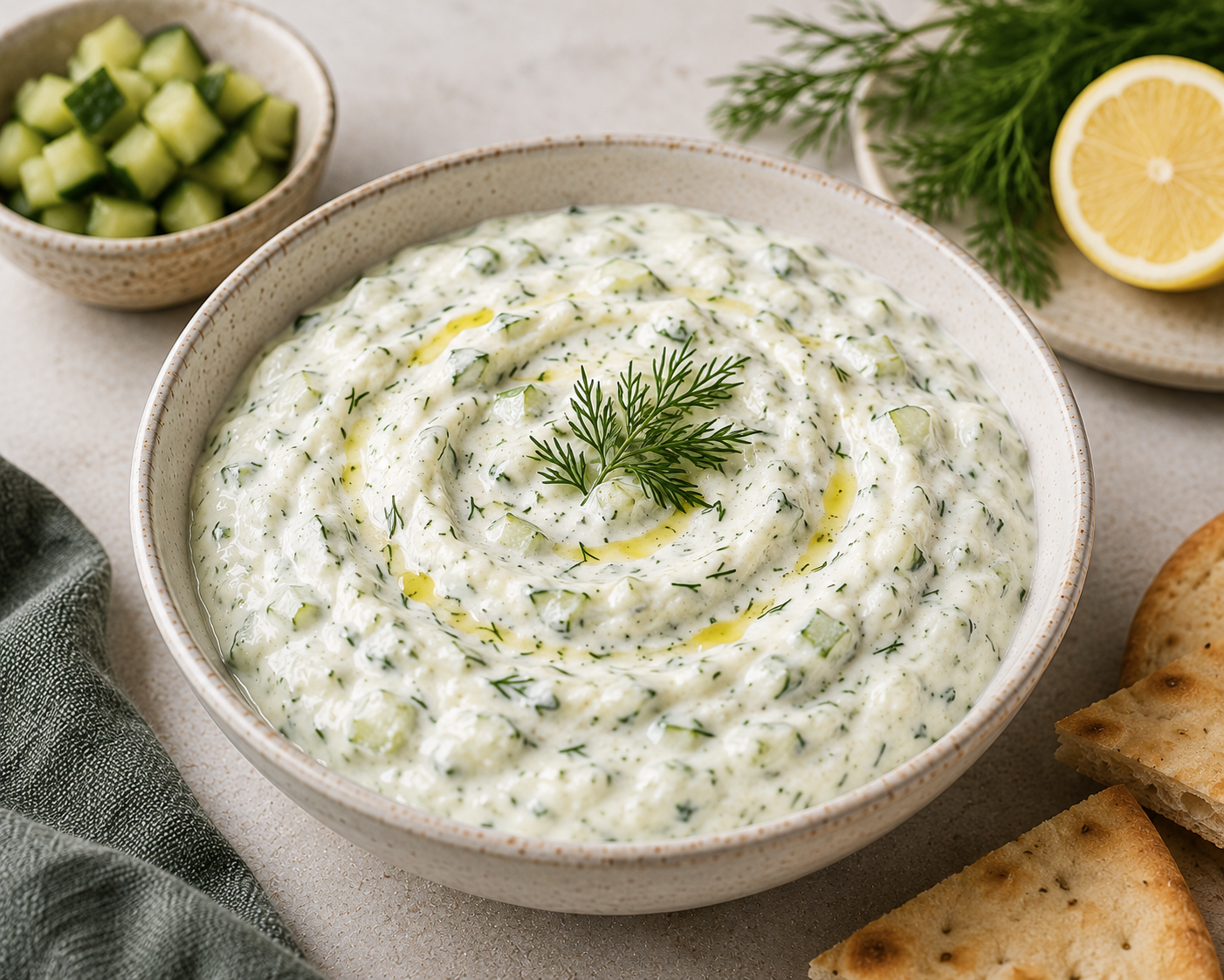 Yogurt, cucumber, and dill dip
