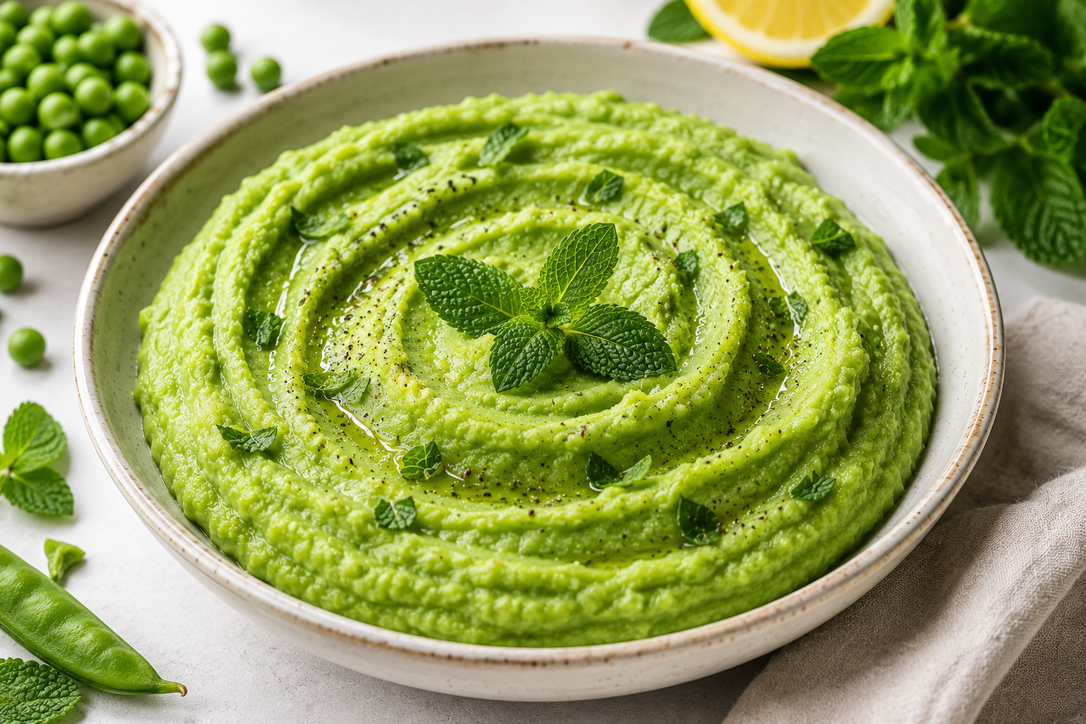 Minted pea purée